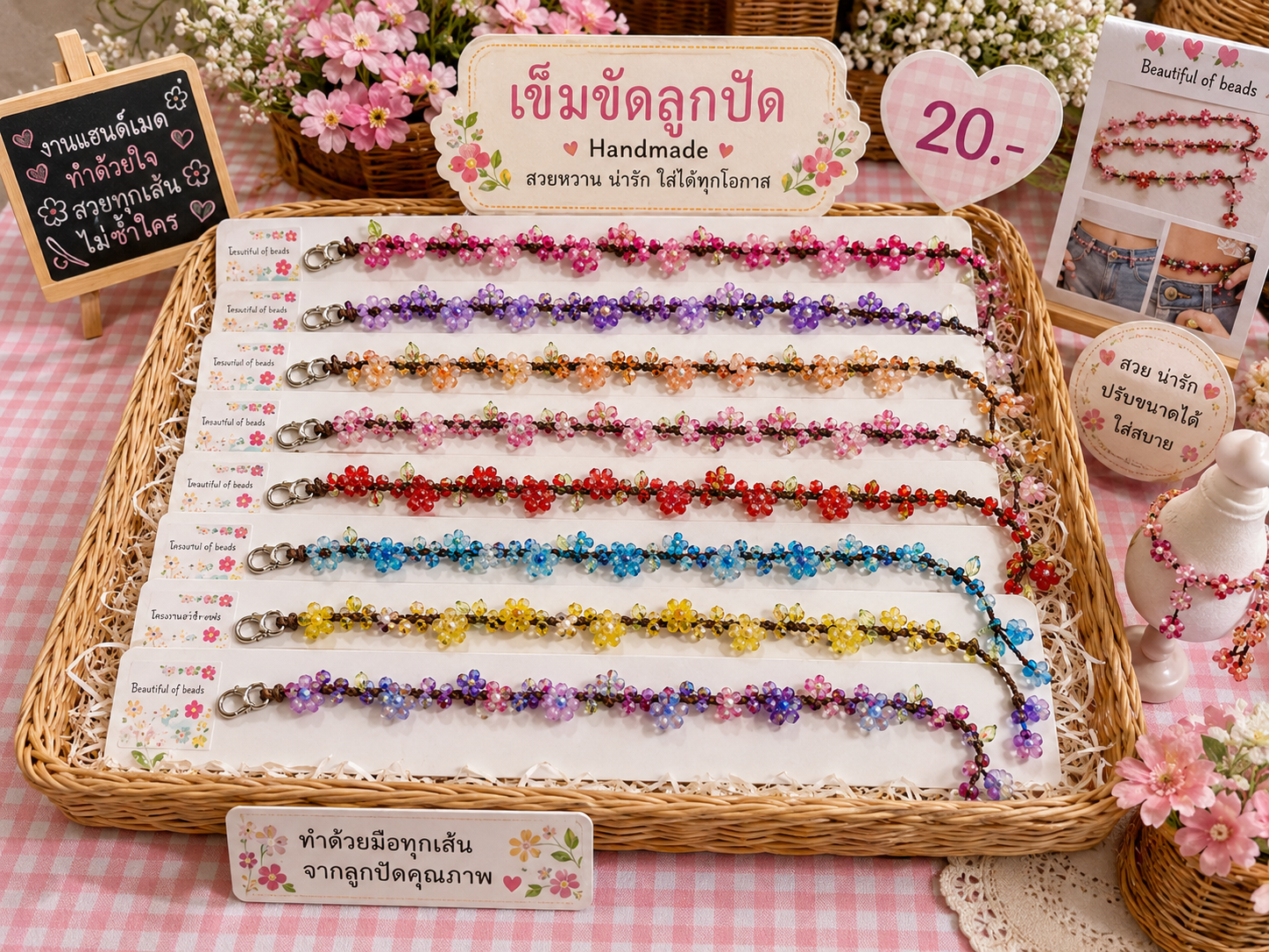 รูปภาพหลักของ เข็มขัดลูกปัดหลากสี  (สินค้าพรีออเดอร์)